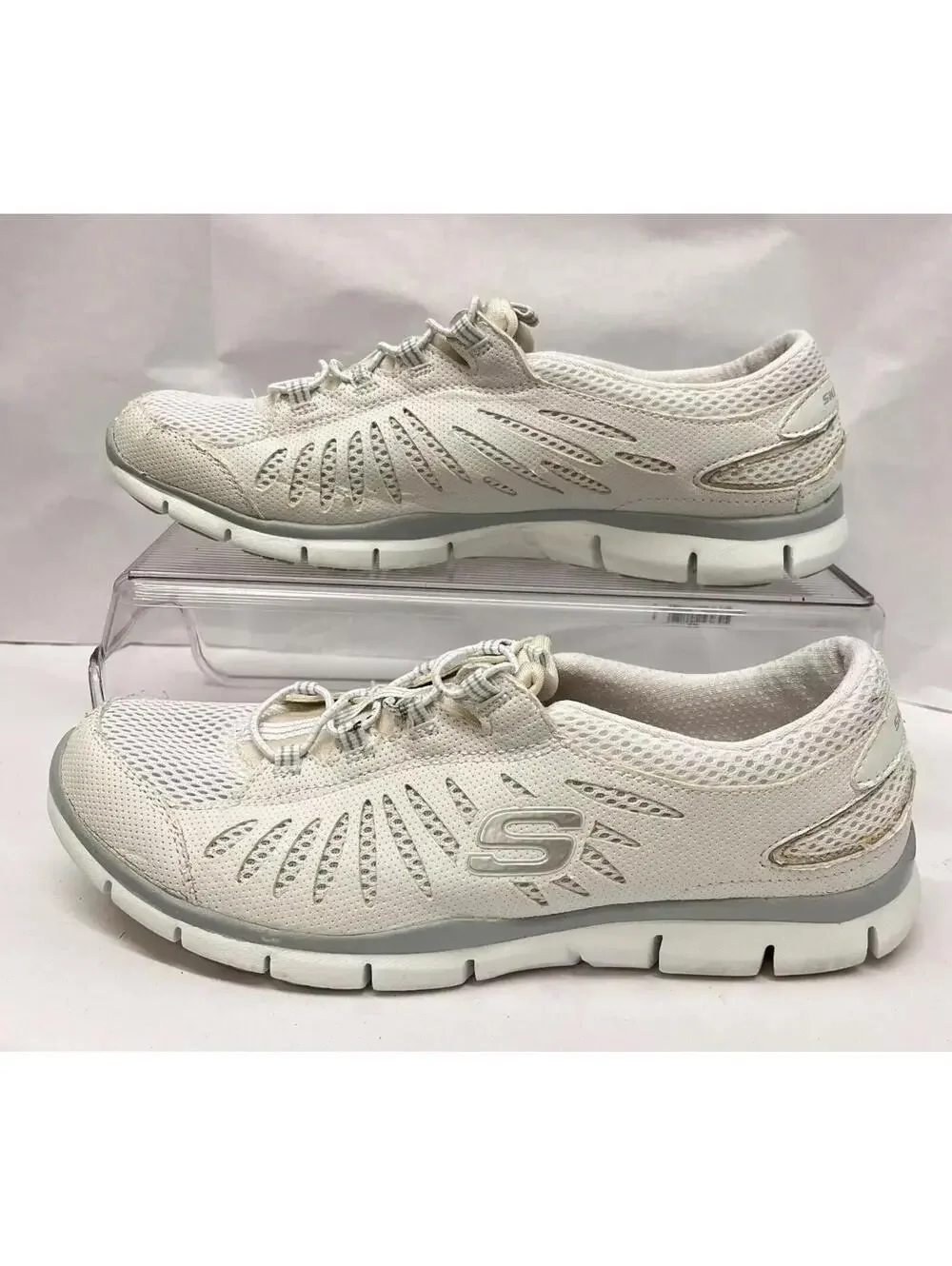 Skechers‎ Womens 8.5 Flex Gratis 22123 White Casual Shoes Sneakers